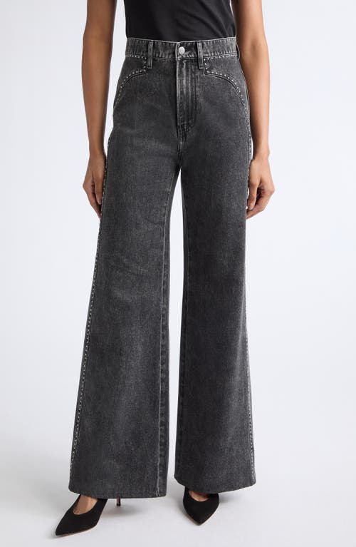 Veronica Beard Veronica Beard Grant Studded High Waist Wide Leg Jeans
