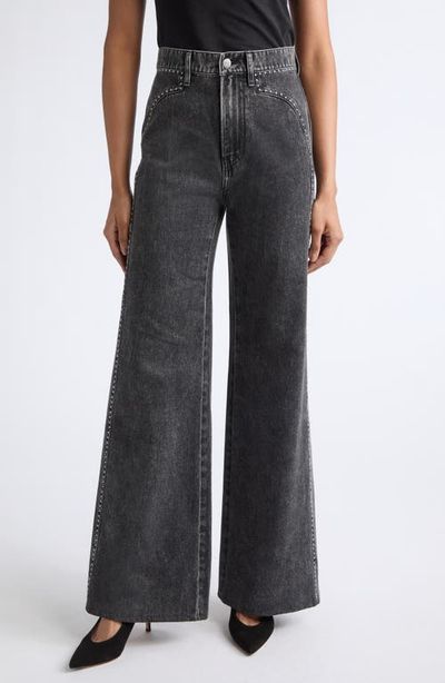 Veronica Beard Veronica Beard Grant Studded High Waist Wide Leg Jeans