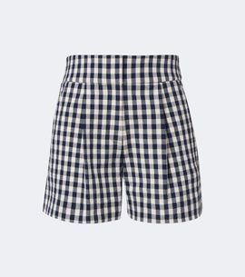 Veronica Beard Veronica Beard Haina gingham pleated cotton shorts