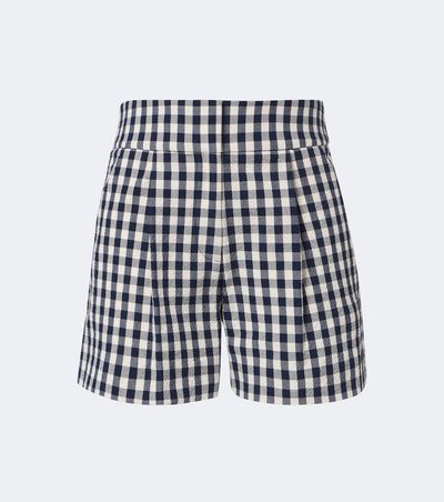 Veronica Beard Veronica Beard Haina gingham pleated cotton shorts