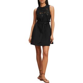 Veronica Beard Veronica Beard Haleem Embroidered Detail Sleeveless Cotton Shirtdress