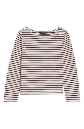 Veronica Beard Veronica Beard Hovey Stripe Stretch Cotton Boat Neck Top