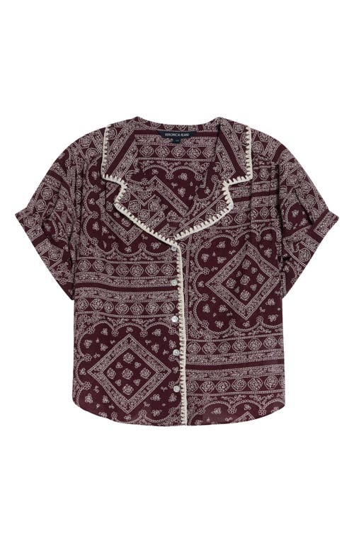 Veronica Beard Veronica Beard Ilene Mosaic Print Button Front Crop Top
