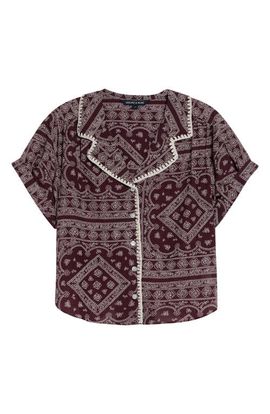 Veronica Beard Veronica Beard Ilene Mosaic Print Button Front Crop Top
