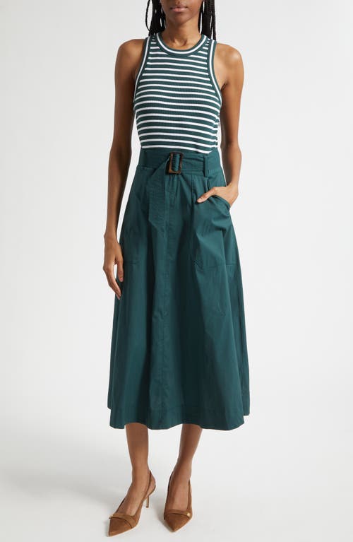 Veronica Beard Veronica Beard Jordyn Mixed Media Stretch Cotton Midi Dress