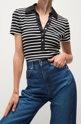 Veronica Beard Veronica Beard Kearney Stripe Stretch Cotton Polo