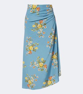 Veronica Beard Veronica Beard Limani ruched floral silk-blend midi skirt