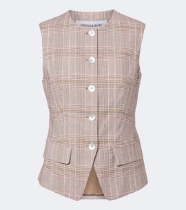 Veronica Beard Veronica Beard Lois plaid cotton and linen-blend vest