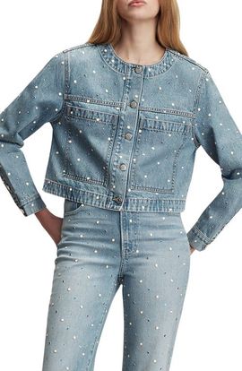 Veronica Beard Veronica Beard Lowry Embellished Studded Denim Jacket