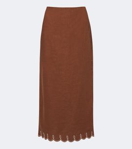 Veronica Beard Veronica Beard Malou embroidered linen midi skirt