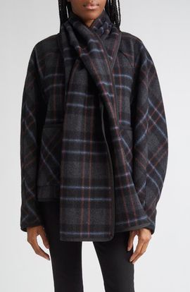 Veronica Beard Veronica Beard Martine Plaid Wool Blend Dickey Scarf Coat