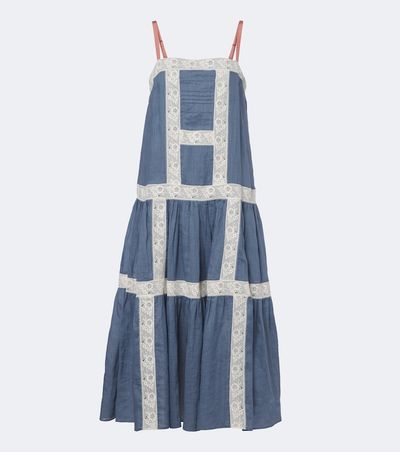 Veronica Beard Veronica Beard Mazarine lace-trimmed ramie maxi dress