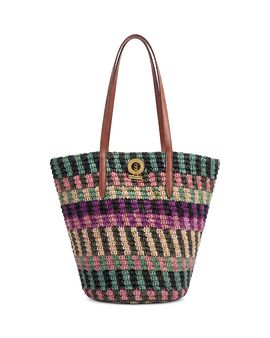 Veronica Beard Veronica Beard Medium Striped Raffia Tote Bag