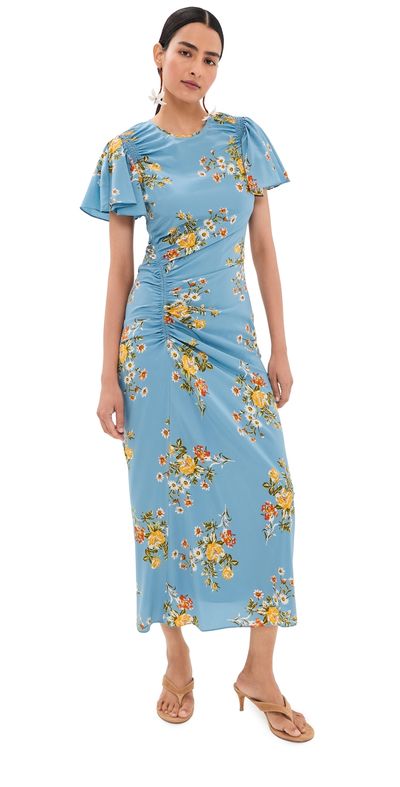 Veronica Beard Veronica Beard Midi Huntleigh Dress Blue River Multi