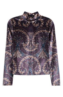 Veronica Beard Veronica Beard Nate Mock Neck Velvet Top