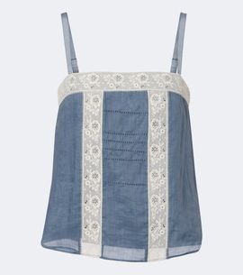 Veronica Beard Veronica Beard Olivana lace-trimmed ramie top
