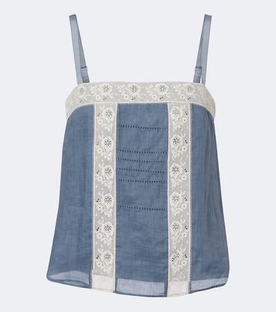 Veronica Beard Veronica Beard Olivana lace-trimmed ramie top