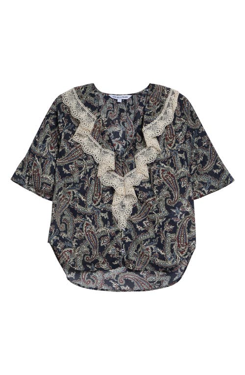 Veronica Beard Veronica Beard Pamelis Paisley Ruffle Lace Trim Top