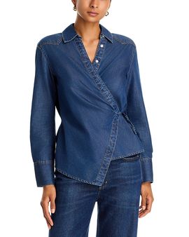 Veronica Beard Veronica Beard Perezzi Asymmetric Tie Waist Denim Shirt