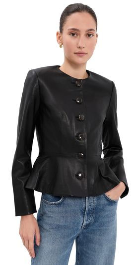 Veronica Beard Veronica Beard Quinn Lambskin Leather Jacket Black