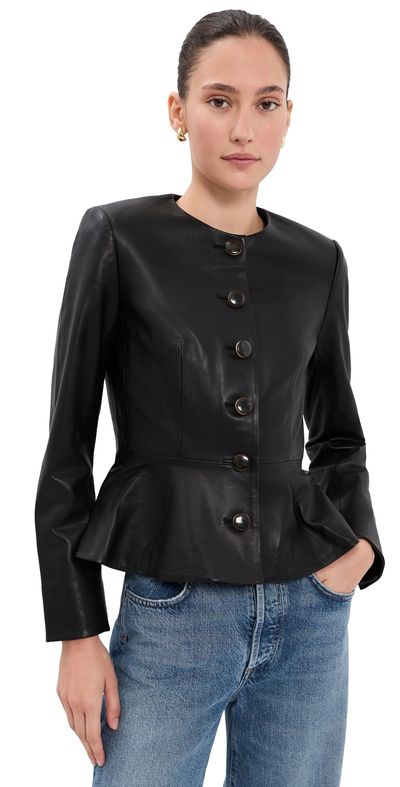 Veronica Beard Veronica Beard Quinn Lambskin Leather Jacket Black