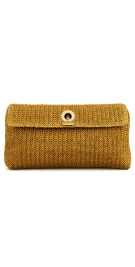 Veronica Beard Veronica Beard Raffia Anchor Clutch Gold One