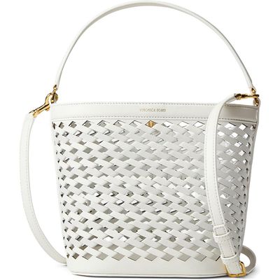 Veronica Beard Veronica Beard Small Perforated Leather Bucket Bag