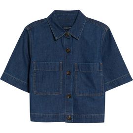 Veronica Beard Veronica Beard Spruce Cotton & Silk Blend Denim Button-Up Top