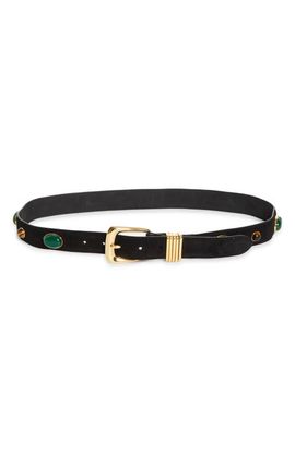 Veronica Beard Veronica Beard Stone Embellished Leather Arc Belt