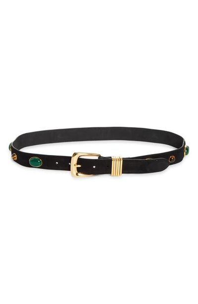 Veronica Beard Veronica Beard Stone Embellished Leather Arc Belt