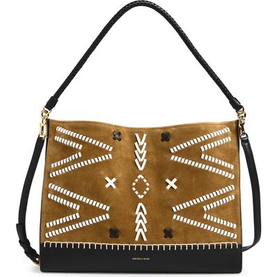 Veronica Beard Veronica Beard Veronica Motif Suede & Leather Hobo
