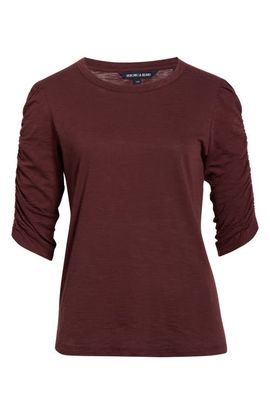 Veronica Beard Veronica Beard Waldorf Ruched Sleeve Cotton Slub Top