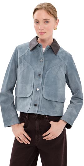 Veronica Beard Veronica Beard Walters Cropped Barn Jacket Blue Steel