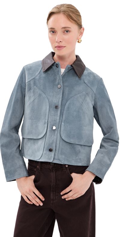 Veronica Beard Veronica Beard Walters Cropped Barn Jacket Blue Steel