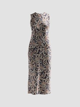 Veronica Beard Veronica Beard Women's Gemma Paisley Satin Sleeveless Midi Dress