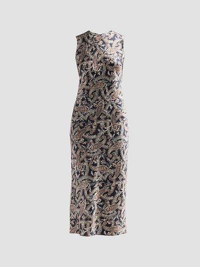 Veronica Beard Veronica Beard Women's Gemma Paisley Satin Sleeveless Midi Dress