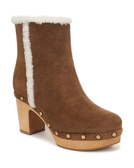Veronica Beard Veronica Beard Women's Loreen Faux Fur Trim Suede Clog Boots