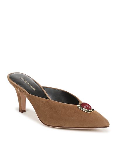 Veronica Beard Veronica Beard Women's Rochelle Cabochon Suede High Heel Mules