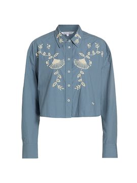 Veronica Beard Women's Aderes Cotton Embroidered Shirt