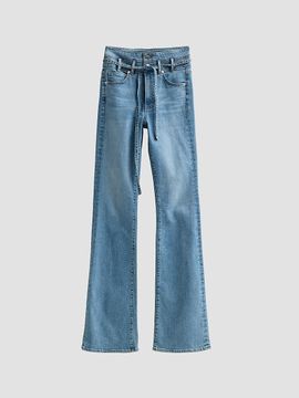 Veronica Beard Women's Beverly Stretch-Cotton Tie-Waist Flare Jeans