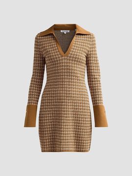 Veronica Beard Women's Celena Plaid Knit V-Neck Mini Dress