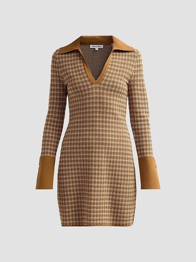 Veronica Beard Women's Celena Plaid Knit V-Neck Mini Dress