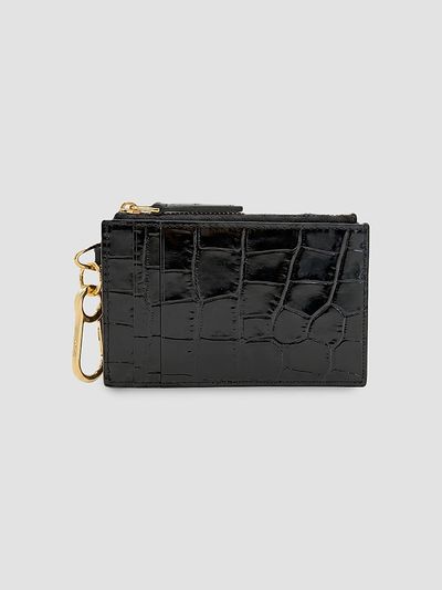 Veronica Beard Women's Croc-Embossed Leather Card Holder