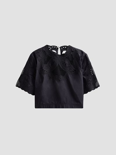 Veronica Beard Women's Errol Eyelet Cotton Crop Top