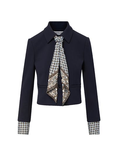 Veronica Beard Women's Ismena Removable Scarf Crop Jacket
