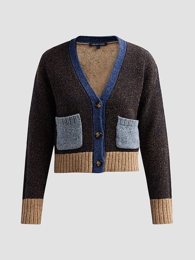 Veronica Beard Women's Josiane Merino Wool-Cotton V-Neck Crop Cardigan