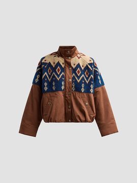 Veronica Beard Women's Knoll Geometric Fleece & Cotton Canvas Zip-Up Jacket