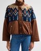 Veronica Beard Women's Knoll Geometric Fleece & Cotton Canvas Zip-Up Jacket - 4