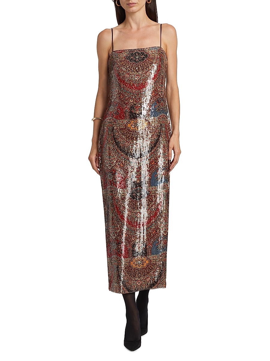 knee length dresses for ladies Veronica Sequin Midi Dress / Chocolate | Meshki main image 0