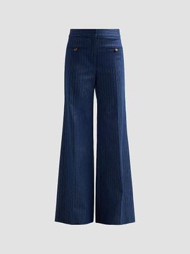 Veronica Beard Women's Ledger Striped Cotton-Blend High-Rise Flared Pants